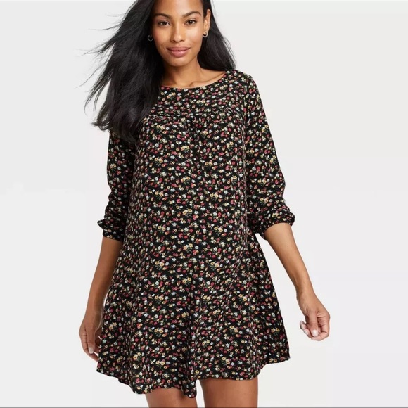 The Nines by Hatch Maternity NWT Black Ditsy Floral Maternity Dress Size: XL - Picture 2 of 12